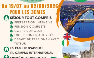 SEJOUR LINGUISTIQUE A DUBLIN – JUILLET 2026